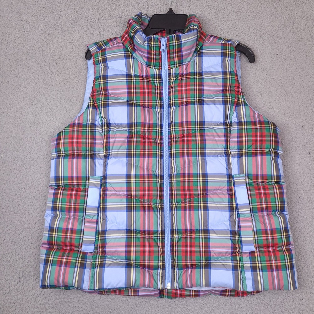 Lands End‎ Vest Women Large Petite Plaid Fill Down Feather Puffer Jacket Tartan